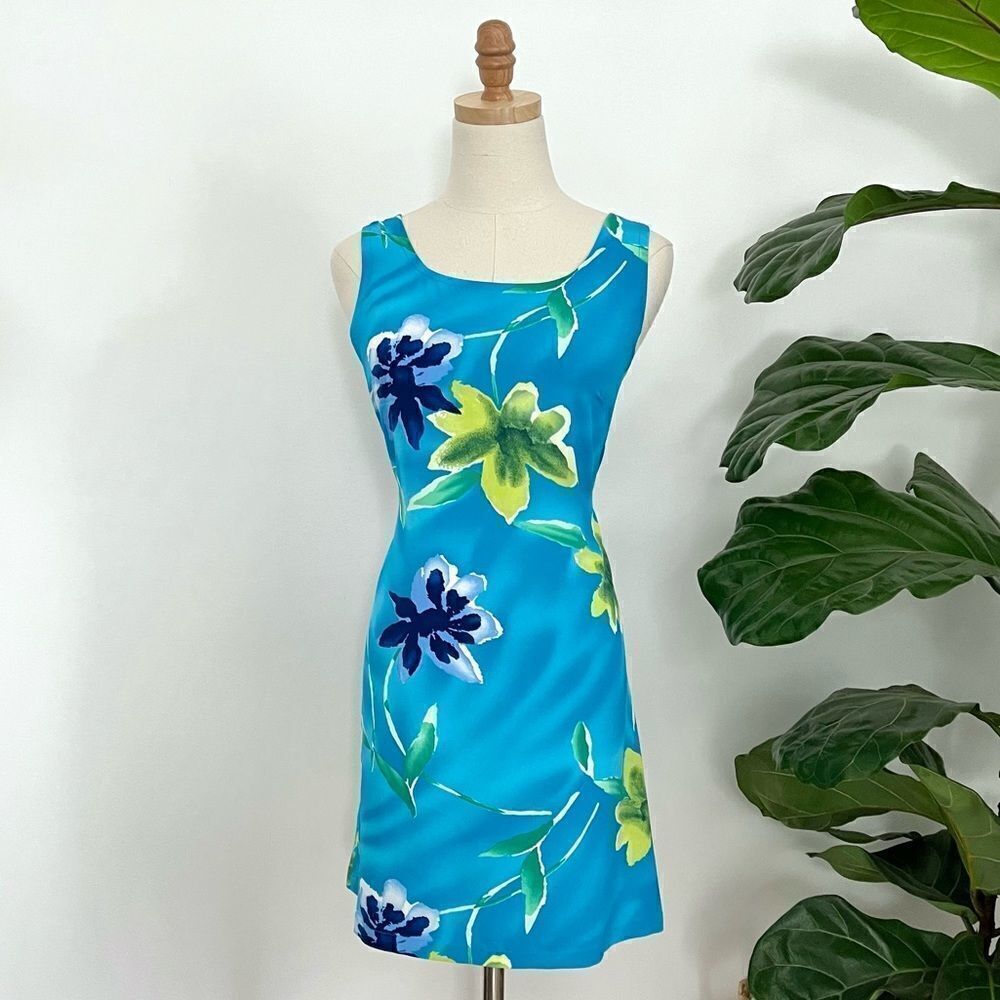 Vintage Blue Floral Dress Small